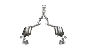 Ford Mustang Performance Exhaust - Rear - CORSA Performance - Cat Back, Dual Rear Exit, Sport, 4.0in Polished Pro-Series Tips - `18-`23